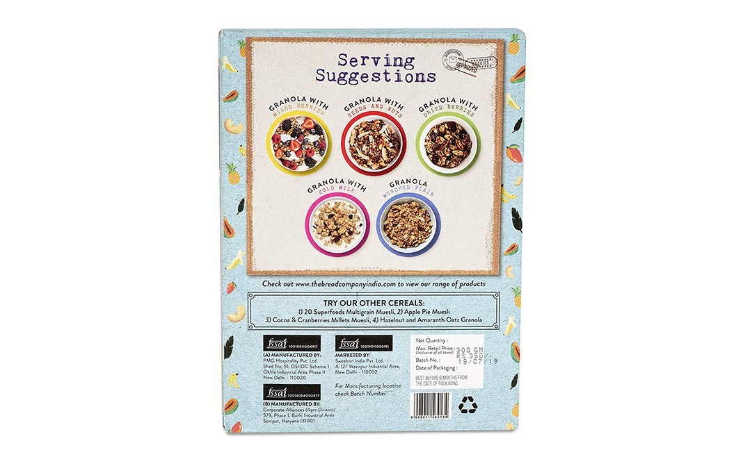 The Bread Company Tropical Fruit Nut & Seeds Quinoa Oats Granola   Pack  300 grams